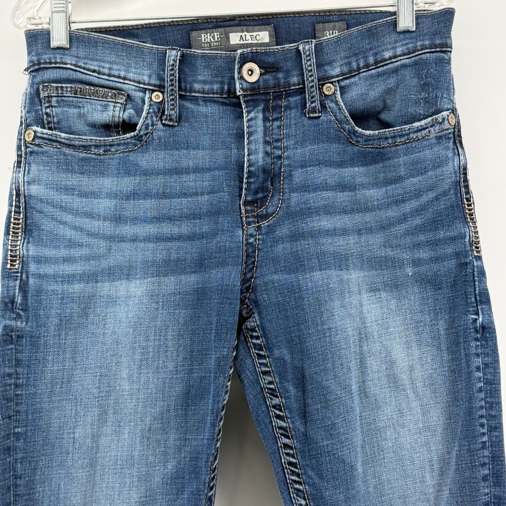 BKE Alec Straight Leg Jeans Mens 31R Medium Wash Faded Denim Pants - Picture 3 of 13